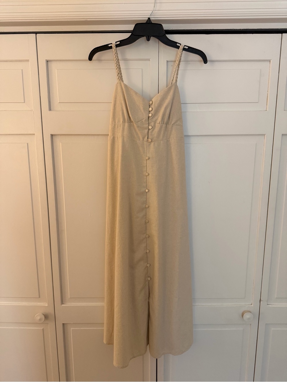 Monteau Cream Midi Dress with Braided Straps